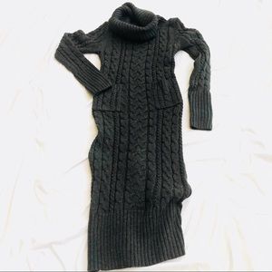 Chunky Knit Gray Cowl Neck Maxi Dress Sz L